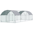 Load image into Gallery viewer, Galvanized Large Metal Chicken Coop Cage Walk-in Enclosure Poultry Hen Run House Playpen Rabbit Hutch with Cover for Outdoor Backyard 9.2' x 24.9' x 6.5' Silver
