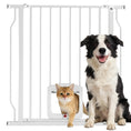 Charger l'image dans la visionneuse de la galerie, 29.5-33.5" Adjustable Dog Gate with Cat Door, Easy-Install Pressure/Hardware Mounted Pet Gate for Doorways and Hallways, White
