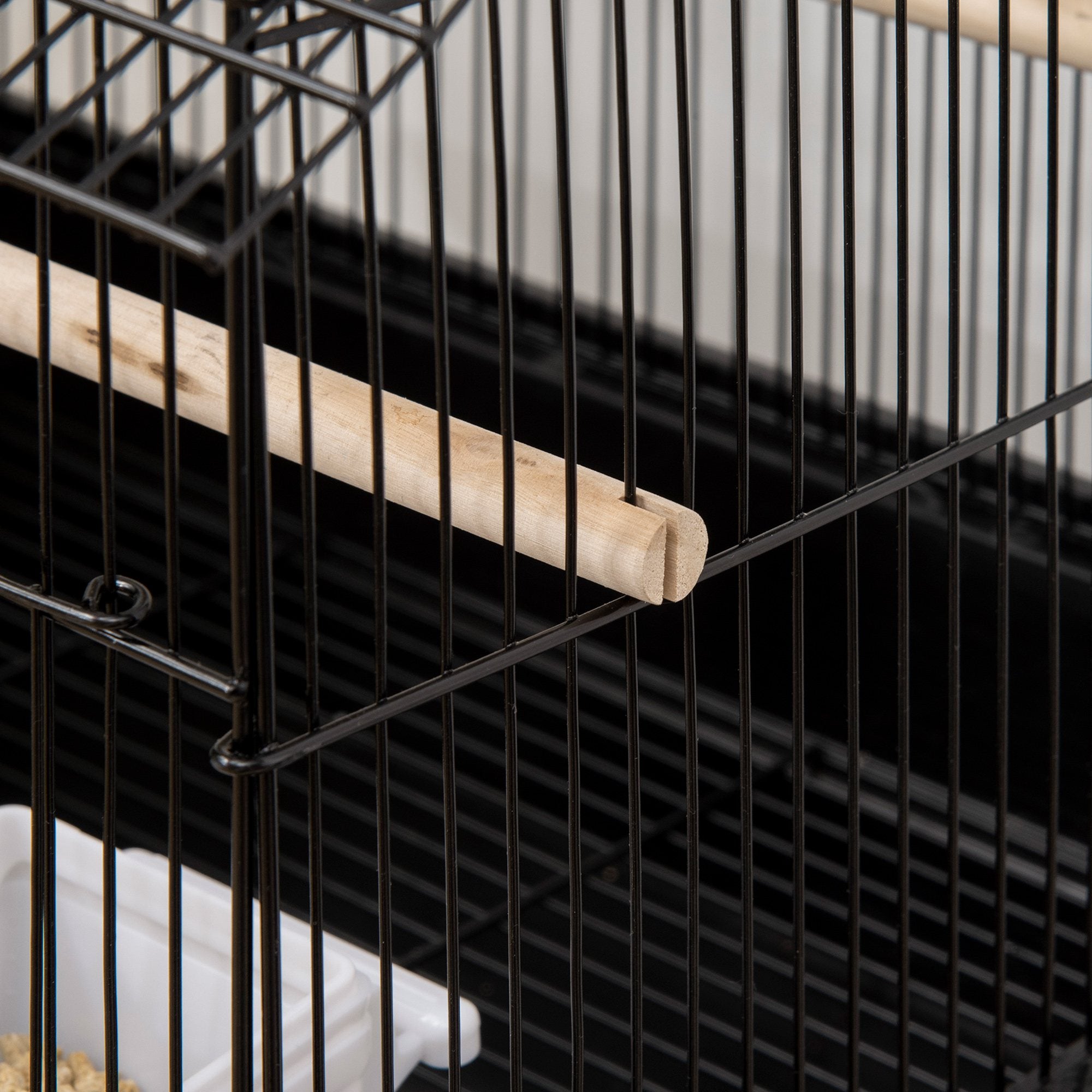 25" Bird Cage for Finches, Canaries, Budgies, Indoor Parrot Cage with Perch, Swing, Food Container, Slide-out Tray, Handle, Black