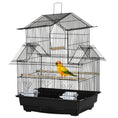 Load image into Gallery viewer, 25" Bird Cage for Finches, Canaries, Budgies, Indoor Parrot Cage with Perch, Swing, Food Container, Slide-out Tray, Handle, Black
