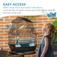 Load image into Gallery viewer, 25" Bird Cage for Finches, Canaries, Budgies, Indoor Parrot Cage with Perch, Swing, Food Container, Slide-out Tray, Handle, Black
