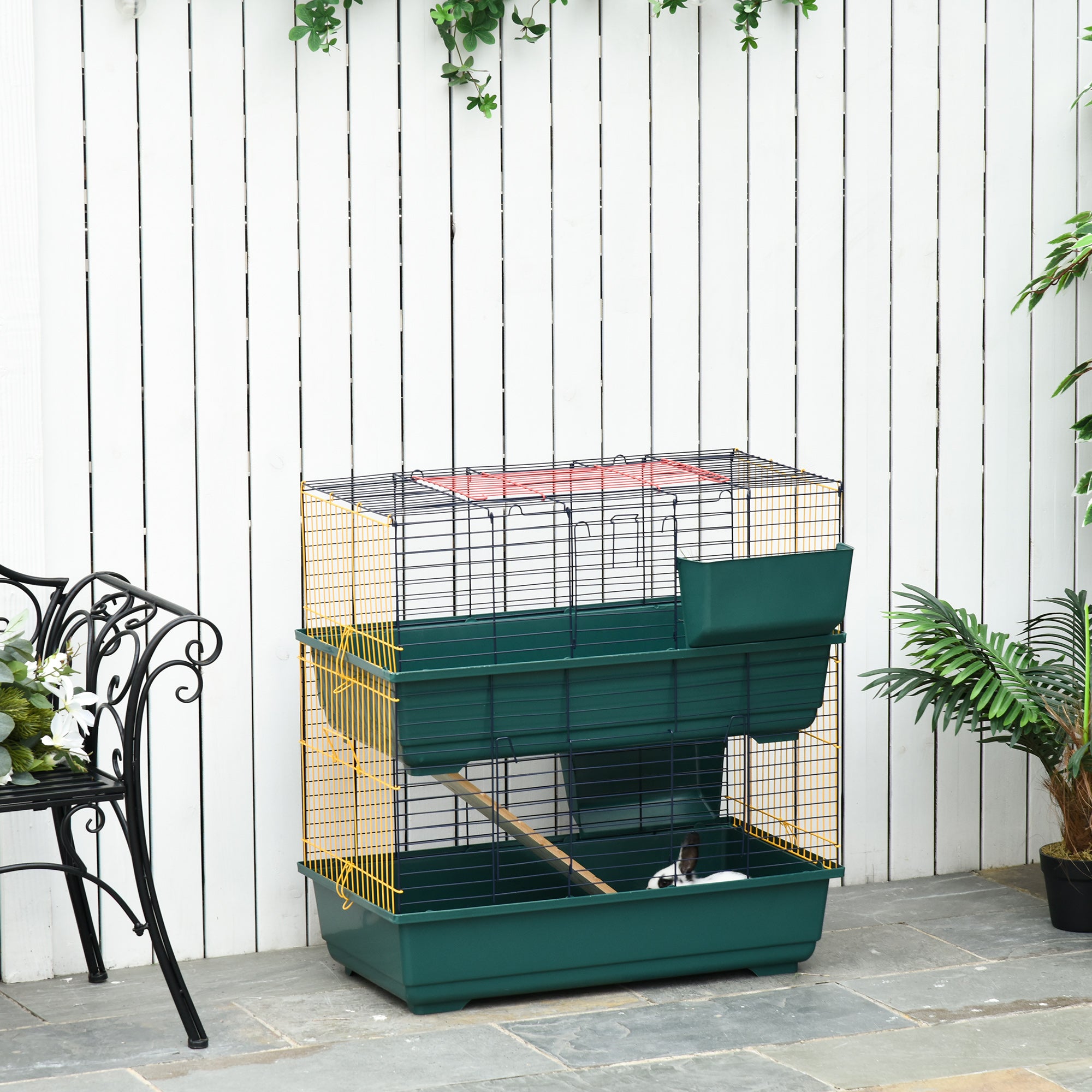 Indoor Rabbit Guinea Pig Cage Small Animal Cage Two Storey 80 x 44 x 82 cm