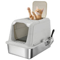 Load image into Gallery viewer, Stainless Steel Litter Box with Lid, Extra Large Hooded Cat Litter Tray for Big Cats with Front-Entry and Top-Exit, Metal Scoop, Deodorizer Bag, Non-Sticky, Odour Control and Easy Clean
