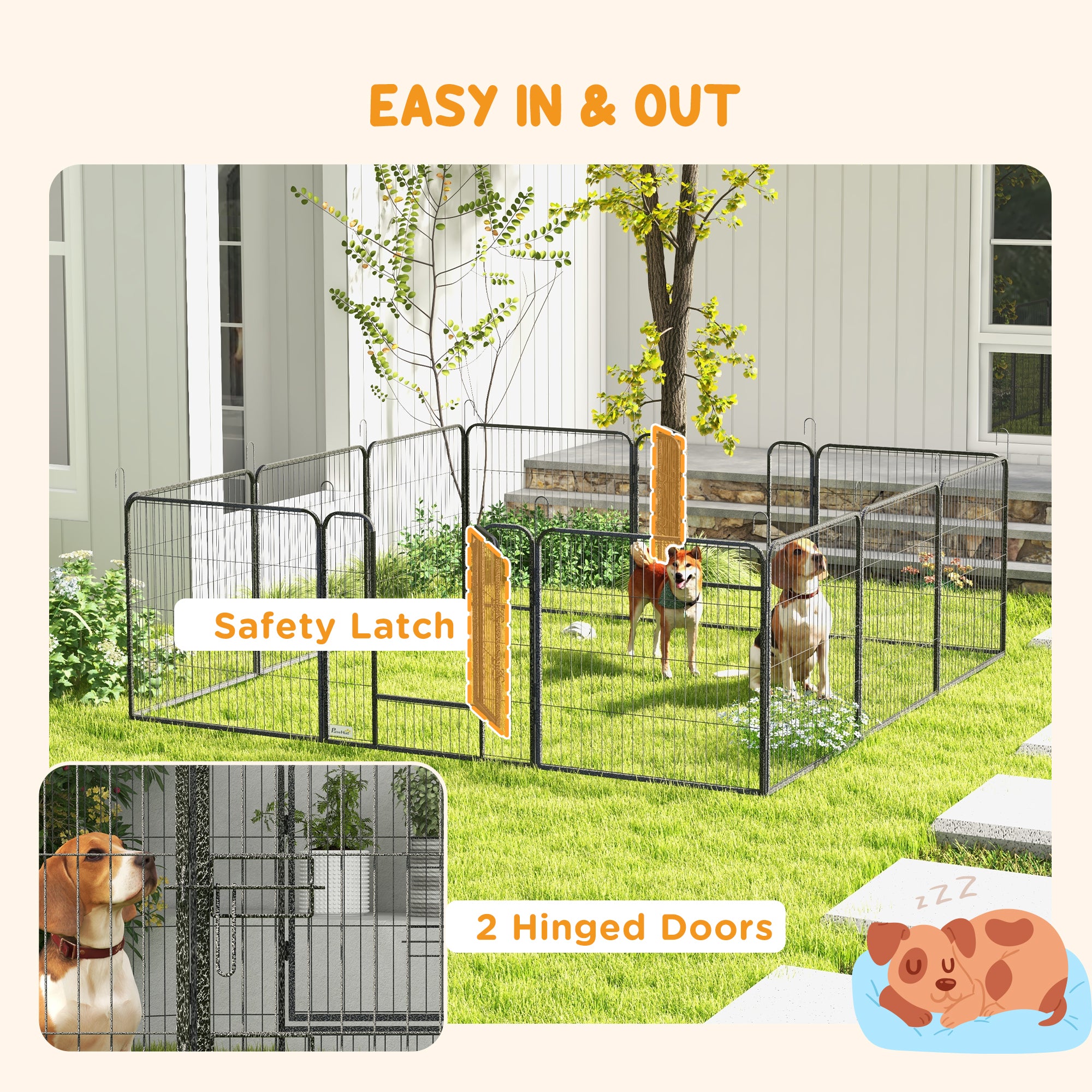Dog Playpen, Wide 31.5"W Heavy-Duty Metal Puppy Play Pen, Pet Exercise Fences for Outside and Indoor, DIY Design with Door for Medium Dogs, 12 Panels, 31.5"H