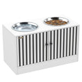 Load image into Gallery viewer, Elevated Dog Bowls with Storage Cabinet, Raised Dog Bowl Stand, Pet Feeding Station with Slow Feeder & Non-Slip, for Large Pets, White
