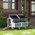 Load image into Gallery viewer, 59" Wooden Chicken Coop with Wheels and Handles, Mobile Chicken House with 2 Nesting Boxes, 2 Trays, 4 Perches, Chicken Tractor for 4-6 Chickens, Small Animals, Rabbit Hutch for Backyard, Gray
