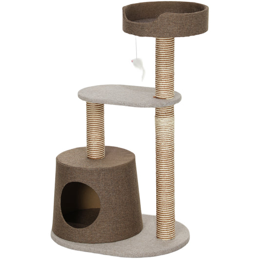 Scratching Cat Tree Post Climbing Kitten Pets Kitty Furniture with Toy, Brown