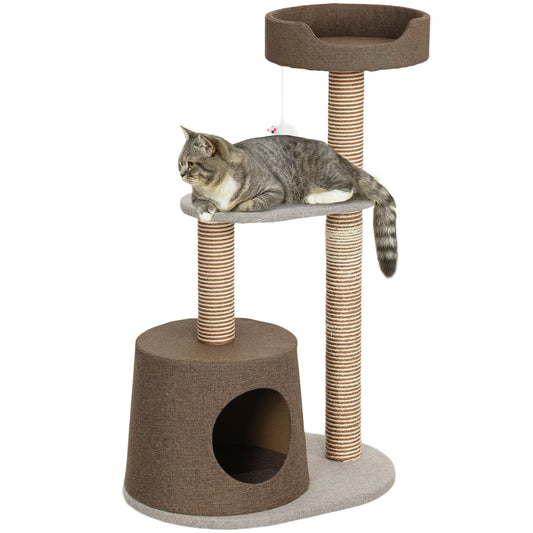 Scratching Cat Tree Post Climbing Kitten Pets Kitty Furniture with Toy, Brown