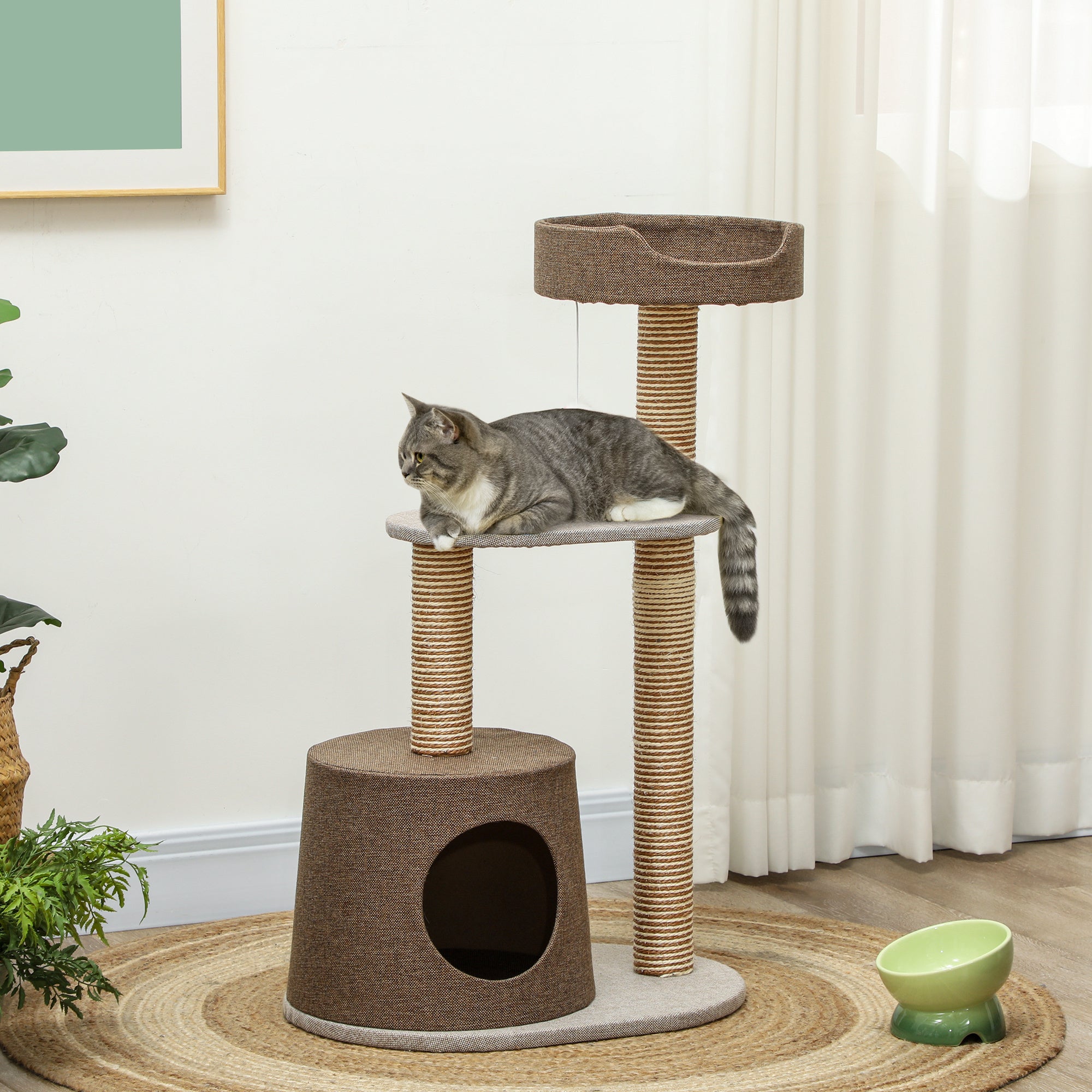 Scratching Cat Tree Post Climbing Kitten Pets Kitty Furniture with Toy, Brown
