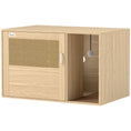 Load image into Gallery viewer, PawHut Cat Litter Box Enclosure with Rattan Door, Hidden Litter Box Furniture Hidden with Scratching Mat, Non-slip Foot Pads, Boho Style Cat Washroom House End Side Table, 31.5" x 20" x 20", Oak
