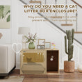 Load image into Gallery viewer, PawHut Cat Litter Box Enclosure with Rattan Door, Hidden Litter Box Furniture Hidden with Scratching Mat, Non-slip Foot Pads, Boho Style Cat Washroom House End Side Table, 31.5" x 20" x 20", Oak
