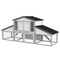 Load image into Gallery viewer, Large Rabbit Hutch with Run, Outdoor Bunny Cage with Tray, Ramp, Wooden Guinea Pig House, Light Grey
