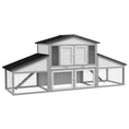 Load image into Gallery viewer, Large Rabbit Hutch with Run, Outdoor Bunny Cage with Tray, Ramp, Wooden Guinea Pig House, Light Grey
