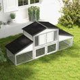 Load image into Gallery viewer, Large Rabbit Hutch with Run, Outdoor Bunny Cage with Tray, Ramp, Wooden Guinea Pig House, Light Grey
