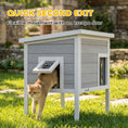 Load image into Gallery viewer, Outdoor Cat House Weatherproof with Removable Insulated Liner, Raised Wooden Cat House, Insulated Cat Shelter, Outdoor Use, Waterproof Asphalt Roof, Escape Door, Opening Top
