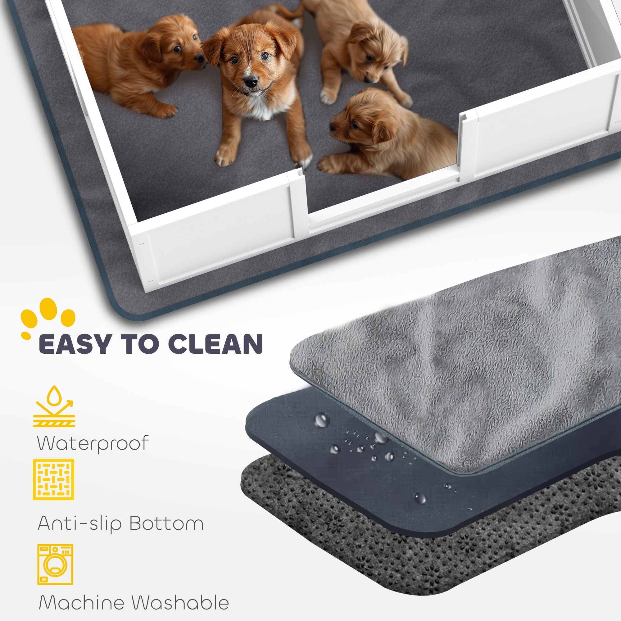 Whelping Box for Dogs, Dog Whelping Box Dog Playpen Fence Exercise Play Pen with Waterproof Washable Whelping Pad, Adjustable Entrance, Non-Slip Pads, for Large Dogs and Puppies, 124 x 120cm
