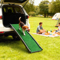 Load image into Gallery viewer, Folding Dog Ramp for Car, Truck, SUV, 61 Inches Portable Pet Ramp with Grass Surface, Non Slip with Raised Side Rails
