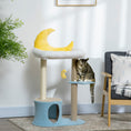 Load image into Gallery viewer, Moon Cute Cat Tree for Indoor Cats with Kitten Condo and Bed, Cat Tower with Scratching Post, Hanging Moon Shaped Toy, Star Platform, Blue
