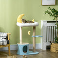 Load image into Gallery viewer, Moon Cute Cat Tree for Indoor Cats with Kitten Condo and Bed, Cat Tower with Scratching Post, Hanging Moon Shaped Toy, Star Platform, Blue
