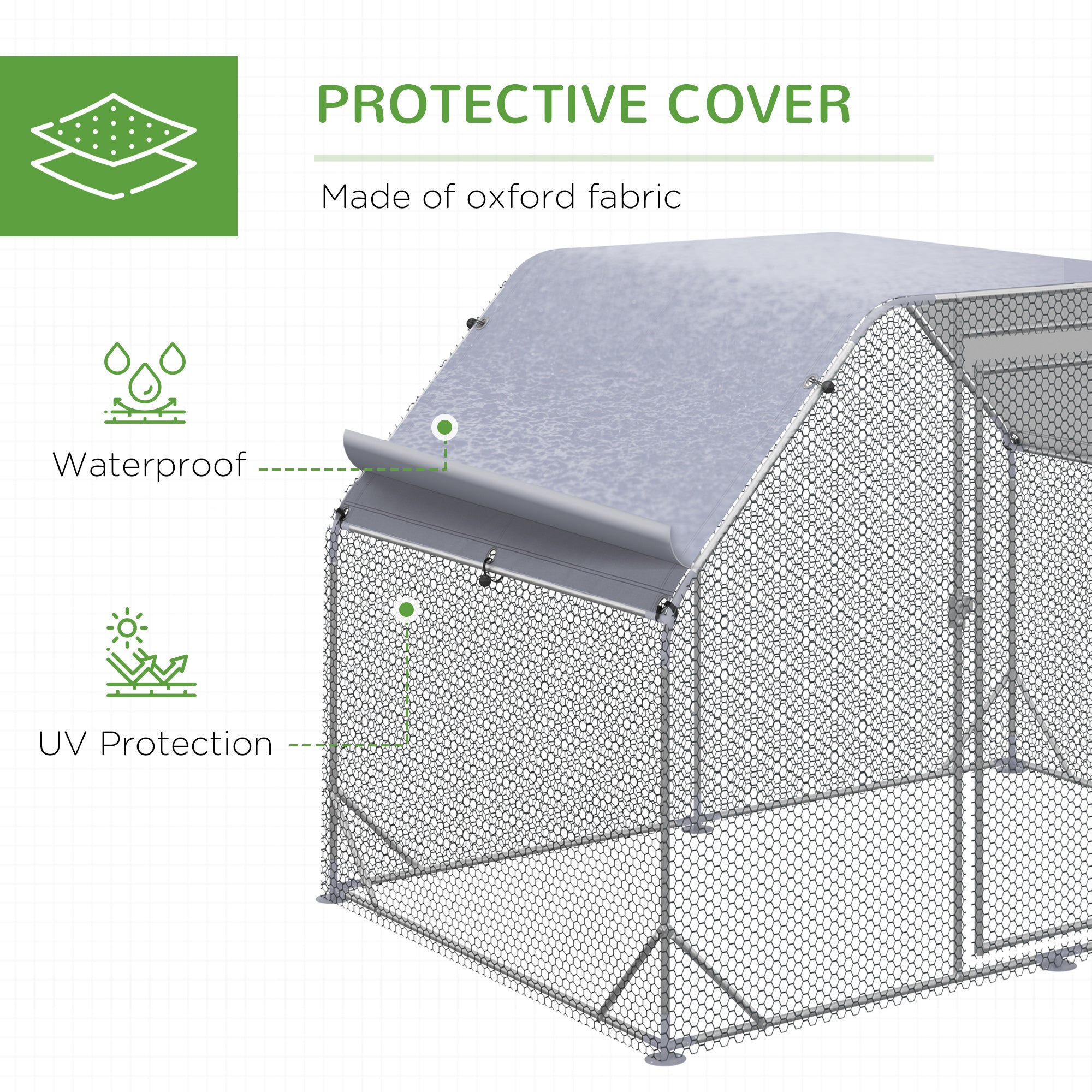 Galvanized Large Metal Chicken Coop Cage Walk-in Enclosure Poultry Hen Run House Playpen Rabbit Hutch with Cover for Outdoor Backyard 9.2' x 6.2' x 6.5' Silver