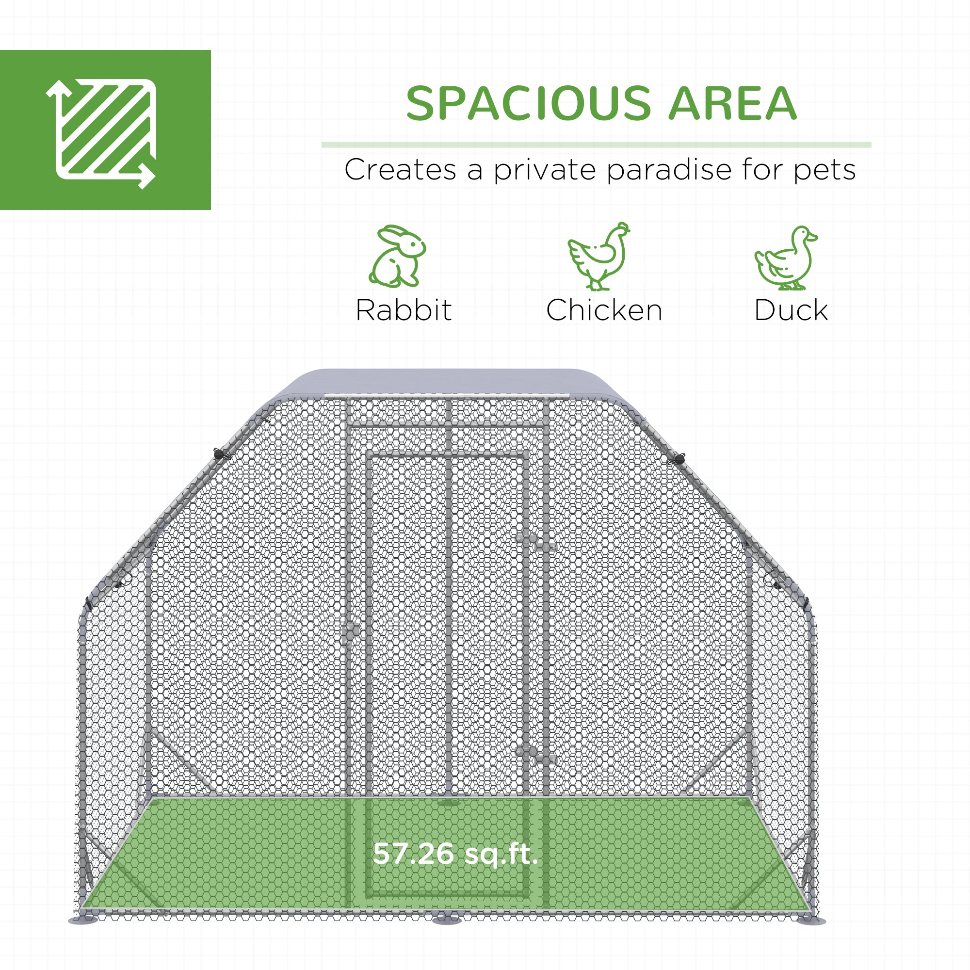 Galvanized Large Metal Chicken Coop Cage Walk-in Enclosure Poultry Hen Run House Playpen Rabbit Hutch with Cover for Outdoor Backyard 9.2' x 6.2' x 6.5' Silver