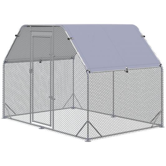 Walk in Chicken Run Chicken Coop Hen House Outdoor with Roof for 4-6 Chickens, 280 x 190 x 195cm