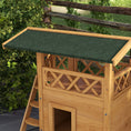 Load image into Gallery viewer, PawHut Outdoor Cat House, 2-Story Shelter for Feral Cats, Wooden Kitten Condo with Asphalt Roof, Stairs, Balcony, 30" x 20" x 29", Natural
