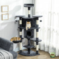 Load image into Gallery viewer, Cat Tree, 62" Multi-Level Cat Tower with Scratching Posts, 2 Condos, Hammock, Perches, Plush, Pompoms, for Indoor Kittens Playing, Resting, Sleeping, Dark Grey
