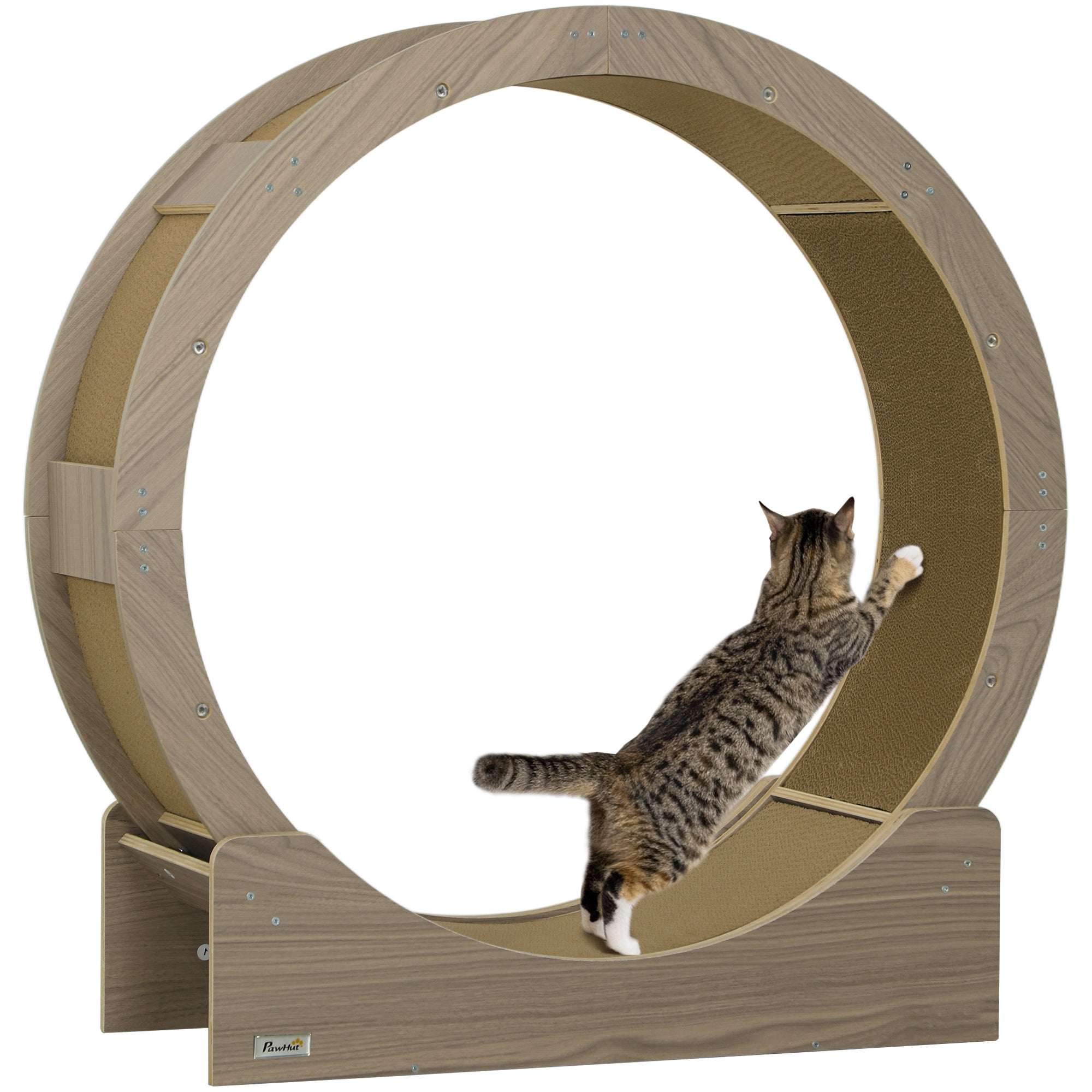 Cat Wheel for Indoor Cats, Cat Treadmill with Brake, Scratching Pads, Cat Exercise Wheel for Health - Walnut Brown