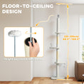 Load image into Gallery viewer, Floor to Ceiling Cat Tree, 225-255 cm Adjustable Cat Climbing Tower with 3 Cloud Perches, Sisal Scratching Posts, 2 Hanging Play Balls and Anti-Tip Strap, Beige
