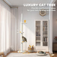Load image into Gallery viewer, Floor to Ceiling Cat Tree, 225-255 cm Adjustable Cat Climbing Tower with 3 Cloud Perches, Sisal Scratching Posts, 2 Hanging Play Balls and Anti-Tip Strap, Beige

