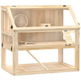 Load image into Gallery viewer, Wooden Hamster Cage, 3 Tier Small Gerbil Cage with Detachable 31cm Deep Bottom, Hut, Seesaw, Exercise Wheel, Ramps, Natural Wood Finish
