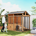 Load image into Gallery viewer, 7' x 5' Extra Large Dog House, Wood Outdoor Dog Kennel with Activity Platform, Stairs, Storage Cabinet, Pet Shelter with Waterproof Roof, Stainless Steel Bowls for Large Breeds, Yellow
