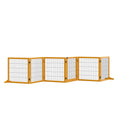 Load image into Gallery viewer, Wooden Pet Gate, Dog Safety Barrier, Freestanding Foldable Fence, w/ 6 Panels, 2 Support Feet, for House Doorway Stairs, Small & Medium Dogs, Yellow
