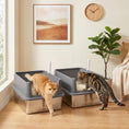 Charger l'image dans la visionneuse de la galerie, 2 Pack XL Stainless Steel Litter Box, Extra Large Metal Cat Litter Box High Sided for Big and Multiple Cats, Semi-Enclosed with Scoops, Anti-Urine Leakage
