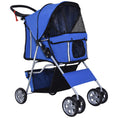 Load image into Gallery viewer, Pet Stroller for Small Miniature Dogs Cats Foldable Travel Carriage with Wheels Zipper Entry Cup Holder Storage Basket Blue
