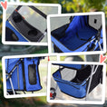 Load image into Gallery viewer, Pet Stroller for Small Miniature Dogs Cats Foldable Travel Carriage with Wheels Zipper Entry Cup Holder Storage Basket Blue
