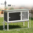 Load image into Gallery viewer, Wooden Rabbit Hutch, Guinea Pig Hutch with Openable Asphalt Roof and Pull-Out Tray, Outdoor Elevated Bunny House for Rabbits, Chinchillas and Small Animals, Indoor Outdoor Use, Grey
