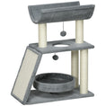 Load image into Gallery viewer, Cat Tree for Indoor Cats with Scratching Posts Pad, Kitten Tower with Bed Perch Ball Toy, 60 x 30 x 76 cm, Light Grey
