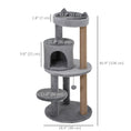 Load image into Gallery viewer, 41 Inches Cat Tree, Multi-Level Cat Tower with Condo, Cute Cat Activity Center with Sisal Scratching Posts, Plush Perch, Hanging Ball, Grey
