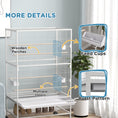 Load image into Gallery viewer, 52" Large Rolling Steel Bird Cage Bird House with Rolling Stand, Storage Shelf, Wood Perch, Food Container, Grey
