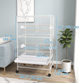 Load image into Gallery viewer, 52" Large Rolling Steel Bird Cage Bird House with Rolling Stand, Storage Shelf, Wood Perch, Food Container, Grey
