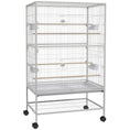 Load image into Gallery viewer, 52" Large Rolling Steel Bird Cage Bird House with Rolling Stand, Storage Shelf, Wood Perch, Food Container, Grey
