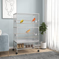 Load image into Gallery viewer, 52" Large Rolling Steel Bird Cage Bird House with Rolling Stand, Storage Shelf, Wood Perch, Food Container, Grey
