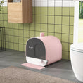 Gallery viewerに画像を読み込む, Large Cat Litter Box with Lid, Enclosed Kitty Litter Box with Slide-out Tray, Scoop, Filter, Pink
