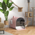 Load image into Gallery viewer, Cat Litter Box Kitten Litter Tray w/ Hood, Scoop, Filter, Flap Door, 43 x 44 x 47cm - Pink
