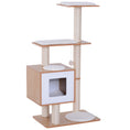 Load image into Gallery viewer, 47" Wood Cat Tree, Cat Condo Tower with Scratching Post, Toy Ball, Natural Wood

