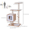 Load image into Gallery viewer, 47" Wood Cat Tree, Cat Condo Tower with Scratching Post, Toy Ball, Natural Wood
