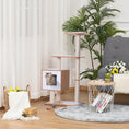 Load image into Gallery viewer, 47" Wood Cat Tree, Cat Condo Tower with Scratching Post, Toy Ball, Natural Wood
