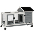 Load image into Gallery viewer, Wooden Rabbit Hutch with Wheels, Guinea Pig Cage, Small Animal House for Outdoor & Indoor with Slide-out Tray, 108 x 58 x 73.5cm, Grey
